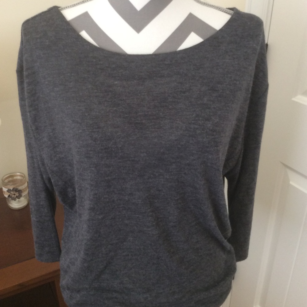 Loft gray  3/4 sleeve sweater top